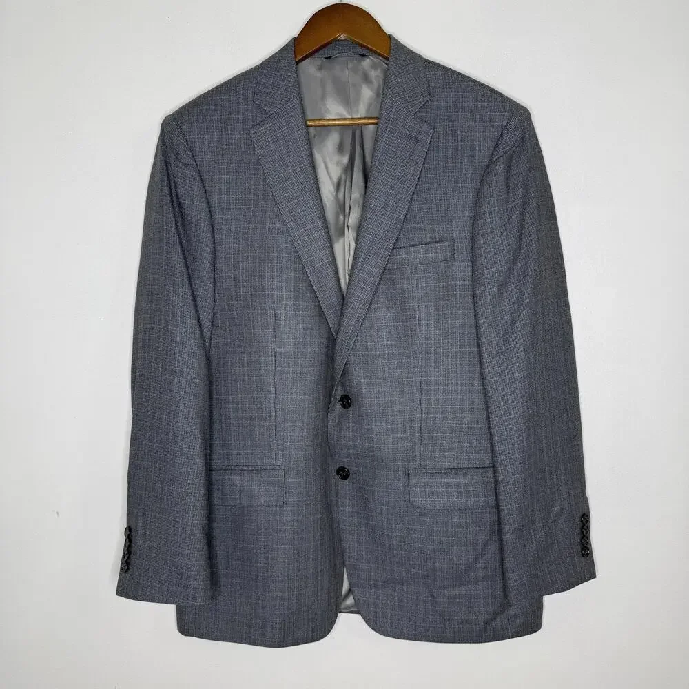 Ralph Lauren Blazer Mens 42R Gray Silk Wool Windowpane Sport Coat Canada